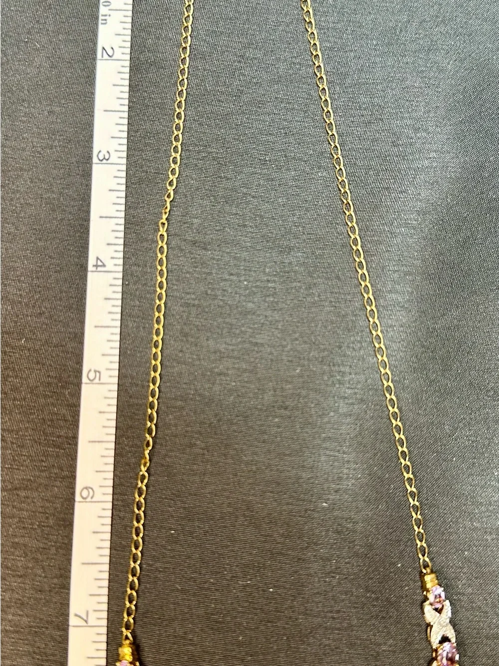 Gold-Tone Amethyst Chain Necklace with Crystal Accents